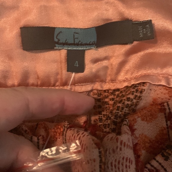 ANTHROPOLOGIE Eva Franco Textured Shorts Removable Belt Sz 4 Orange Motif NWT - Picture 7 of 9